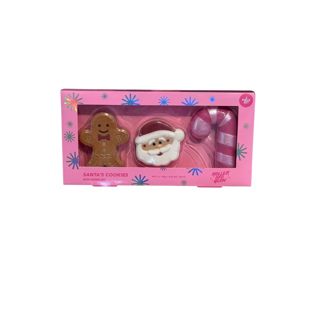 Holler and Glow Santa's Cookies Bath Bomb Set Festive Holiday Gift‎ Set NEW NIB